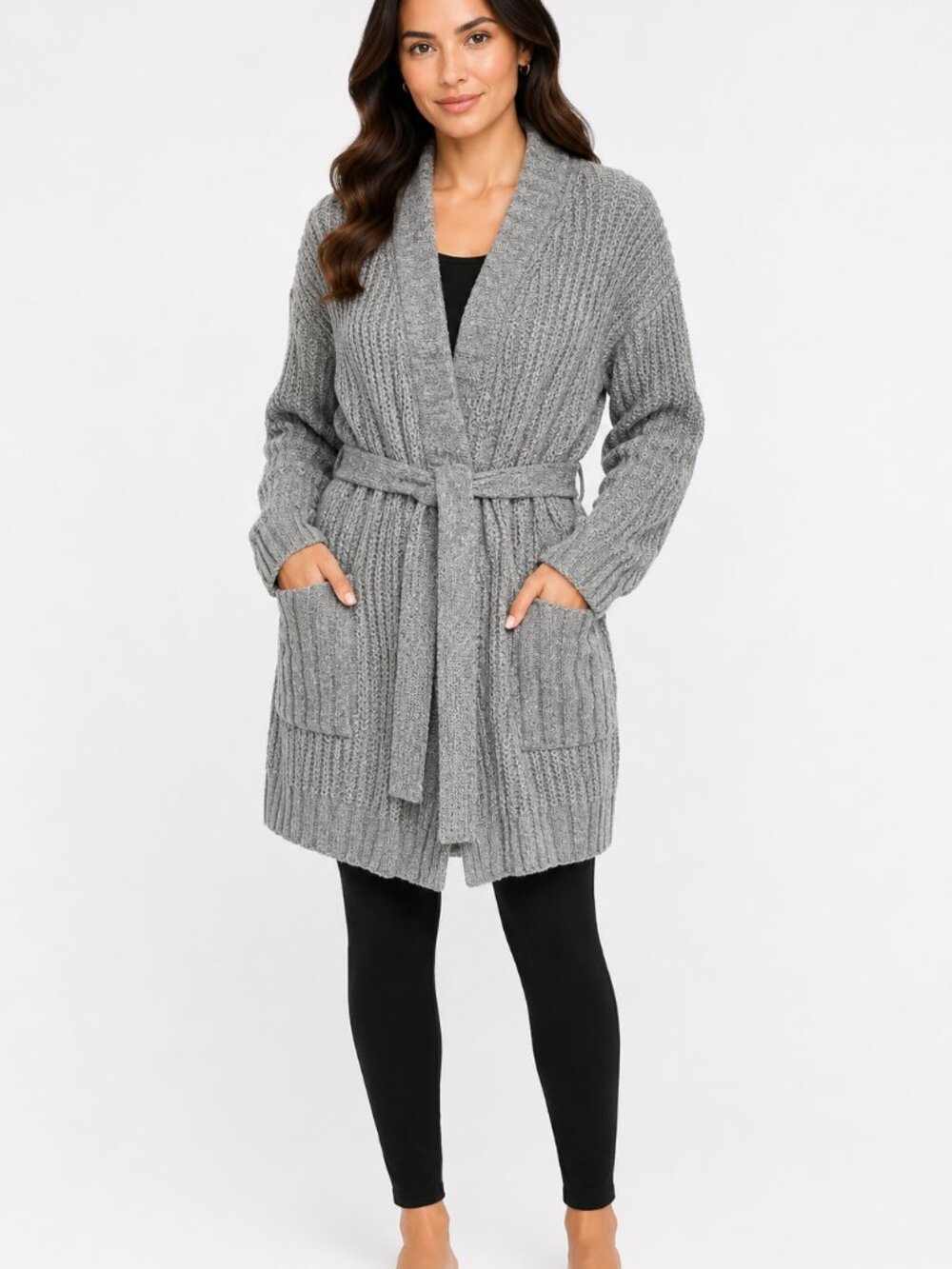 State of Day NWT Heather Gray Belted Knit Cardigan M/L